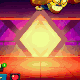a cartoon character is standing in front of a diamond in a purple room