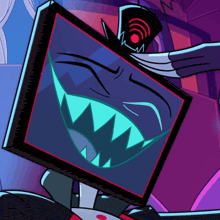 a cartoon drawing of a monster with a huge mouth