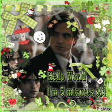 a picture of a man in a suit and tie with the words hello world i 'm 5 minutes old