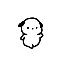 a black and white drawing of a small dog with a black spot on its head .