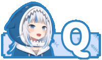 a picture of a girl with a shark hood and a letter q