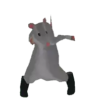 a rat is wearing black boots and dancing on a white background