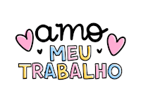 a logo that says " amo meu trabalho " with hearts