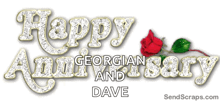 a happy georgian anniversary greeting card with a red rose