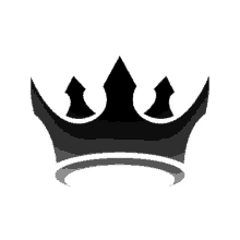 a black crown on a white background with a circle around it