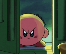 a cartoon character with an angry look on his face is standing in a doorway ..