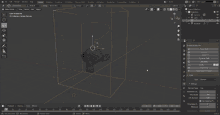 a screenshot of a 3d model in blender showing a pyramid in the background