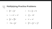 a list of multiplying practice problems with fractions