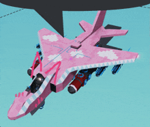 a pink fighter jet with the number 7 on the side