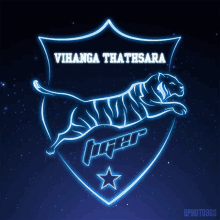 a glowing logo for vihange thathsara tigers with a tiger on it