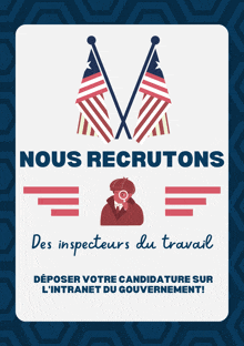 a poster that says nous recruitons des inspecteurs du travail on it