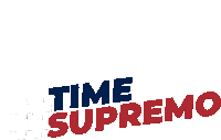 a red white and blue logo that says time supremo on a white background