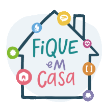 a house with the words fique em casa written on it