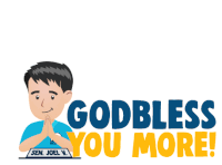 a logo that says godbless you more with a boy in a blue shirt