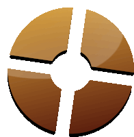 a brown circle with a cross in the center