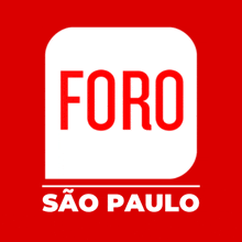 a red and white logo that says foro sao paulo on it