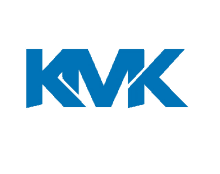 blue kvk logo on a white background