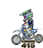 a drawing of a person on a dirt bike with the name graham 415 on the bottom