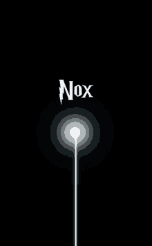 the word nox is on a black background with a lightning bolt