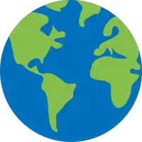 a blue and green globe is shown on a white surface