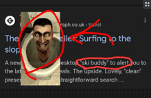 a picture of a man in a toilet with the words " surfing to the slop " highlighted