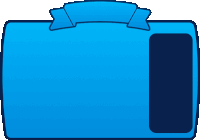 a blue rectangle with a blue ribbon on top of it