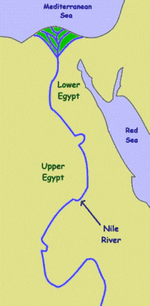 a map of egypt shows the nile river