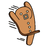 a gingerbread man with a square face and circles on it 's face