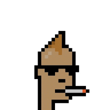 a pixel art drawing of a man with a mohawk smoking a cigarette .