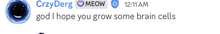 a screenshot of a chat with the name crzyderg