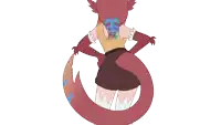 a cartoon drawing of a fox with the number 3 on her back
