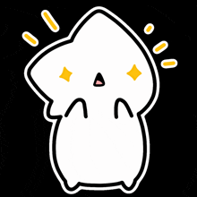 a cartoon drawing of a white object with a yellow star on it 's head