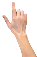 a close up of a hand pointing at something on a white background