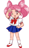 a girl with pink hair is wearing a sailor uniform