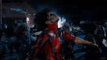 a man in a red jacket is surrounded by zombies and the word kepler is on the bottom