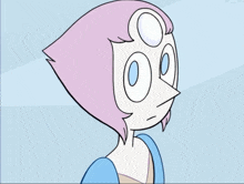 a cartoon drawing of a pearl with a blue shirt on