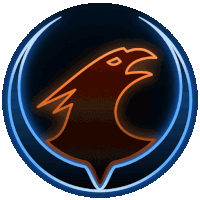 a glowing icon of a bird in a circle