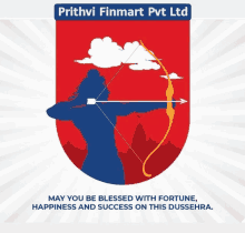 an advertisement for prithvi finmart pvt ltd shows a woman holding a bow and arrow