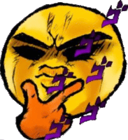 a cartoon drawing of a yellow smiley face with a purple hand .