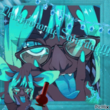 a picture of a person with glasses smoking a bong with a caption that says picmix on the bottom right