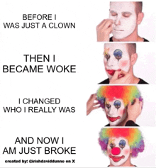 a picture of a man with a clown makeup on his face