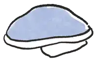 a cartoon drawing of a rabbit sleeping under a blue blanket