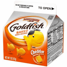 a box of goldfish baked snack crackers with cheddar flavor