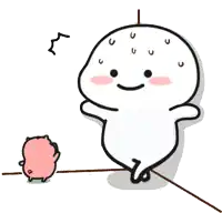 a cartoon drawing of a ghost standing next to a small pink pig