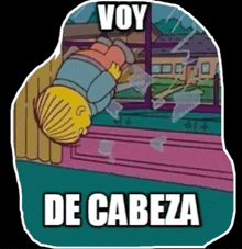 a sticker of bart simpson with the words voy de cabeza on the bottom