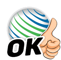 a hand is giving a thumbs up in front of a sticker that says ok