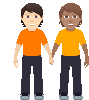 a cartoon illustration of two men holding hands with one wearing a yellow shirt