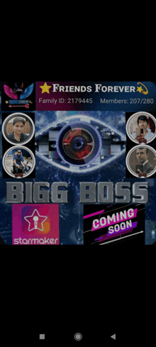 a poster for bigg boss with a starmaker logo in the corner