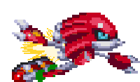 a pixel art of knuckles from sonic the hedgehog is flying through the air