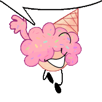 a cartoon character with pink hair and an ice cream cone